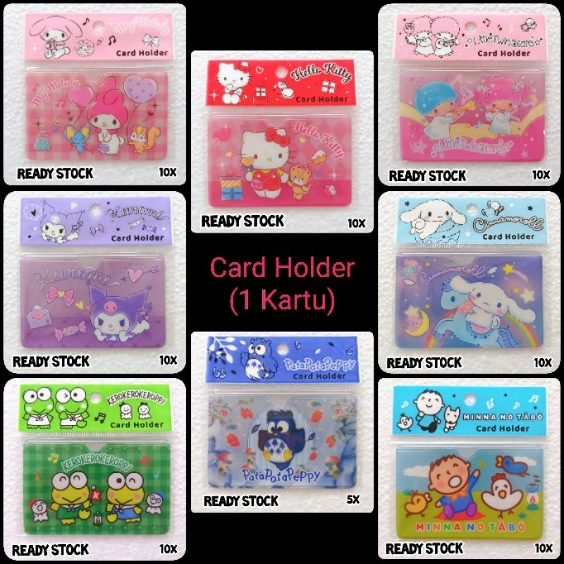 

Card Holder / Tempat Kartu Muat 1 Kartu Sanrio Karakter Hello Kitty, My Melody, Little Twin Stars, Keroppi, Kuromi, Cinnamoroll, Minna No Tabo, Pata Pata Peppy