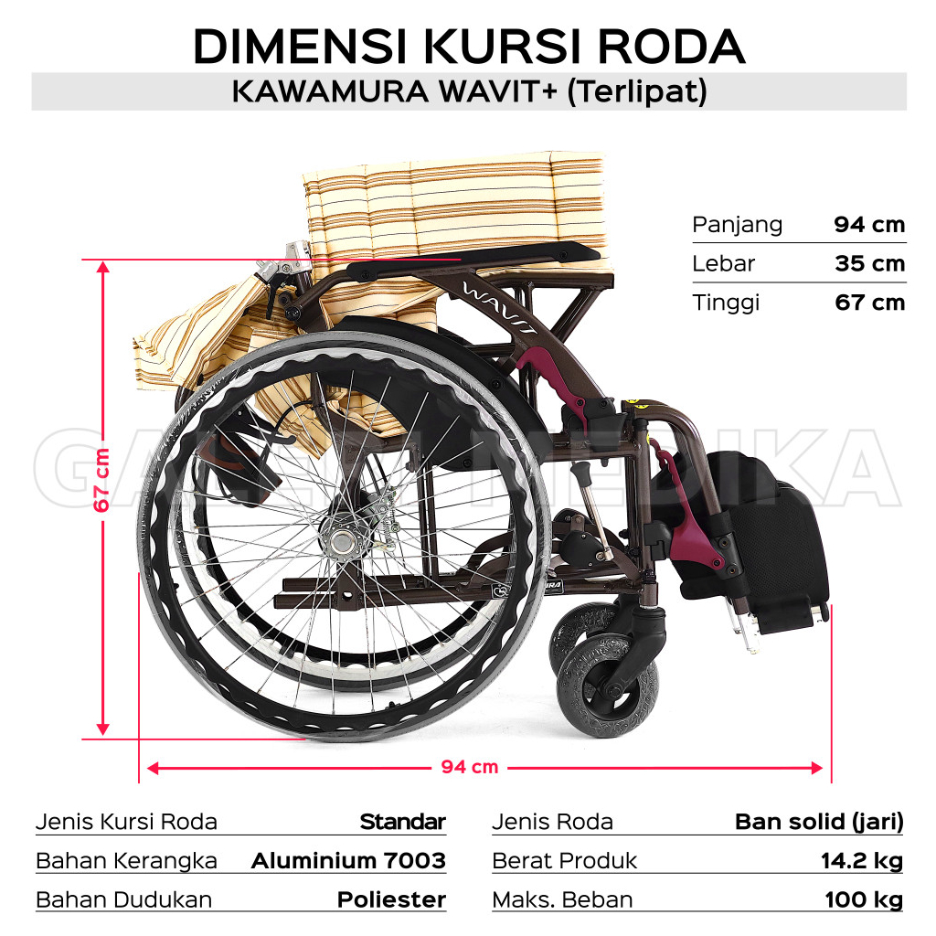 Kawamura Wavit+ Kursi Roda Jepang - Ergonomic Wheelchair