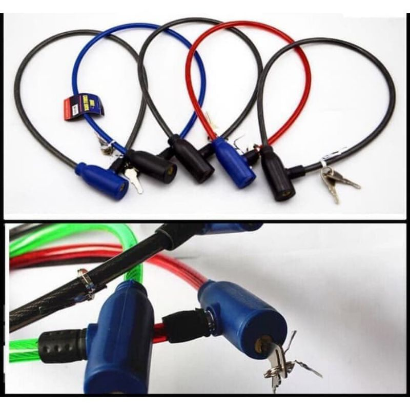 Gembok Sepeda Kabel Spiral Kunci Pengaman Anti Hilang Maling Helm Roda Cable Lock Ring Potrable Super Kuat