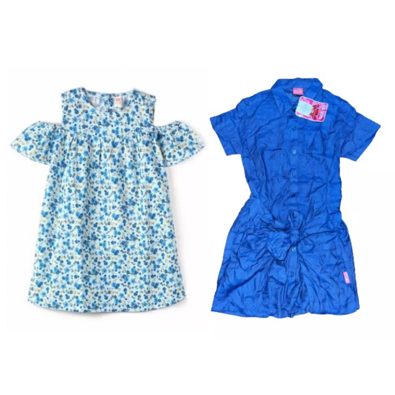DRESS COOL GIRL MIX OLIVE OYL BLUE ANAK PEREMPUAN