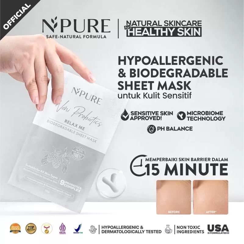 ❤️ MEMEY ❤️ N'PURE Cica Face Sheet Mask | Licorice Marigold Noni Probiotics NPURE