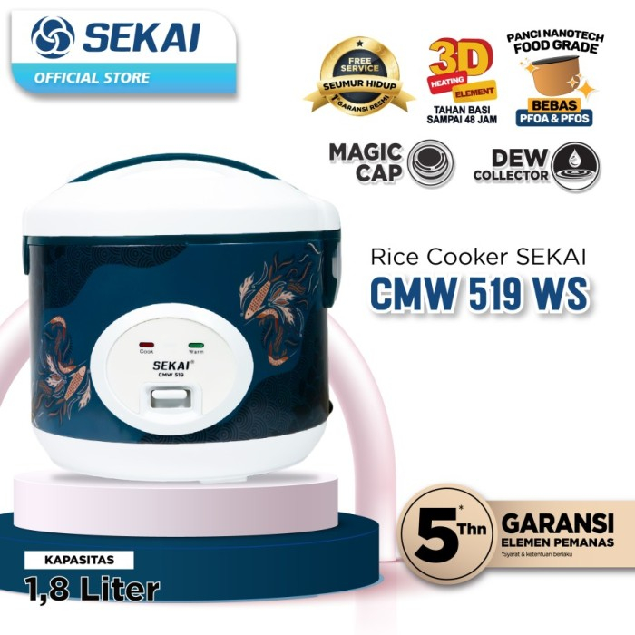 SEKAI Rice Cooker 1.8 Liter CMW 519 WS / Penanak Nasi