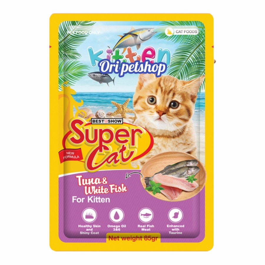 SUPERCAT Pouch Kitten Tuna With Fish Makanan Basah Sachet 85gr