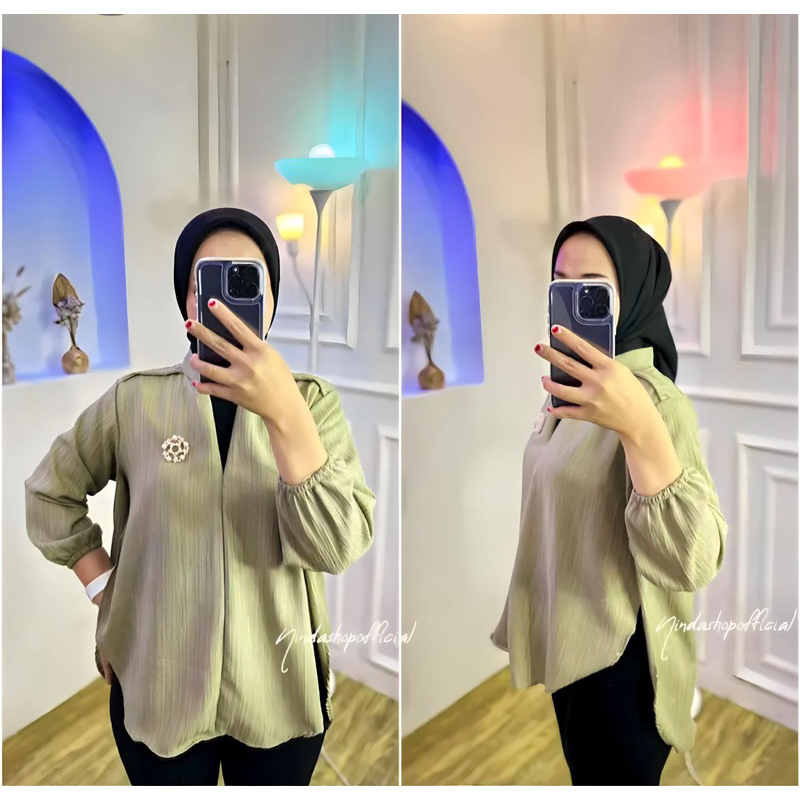 KEMEJA BLUSE WANITA LIVIA BAHAN LADY CRUSH - ATASAN BLOUSE WANITA - KAMEJA KOREAN STYLE