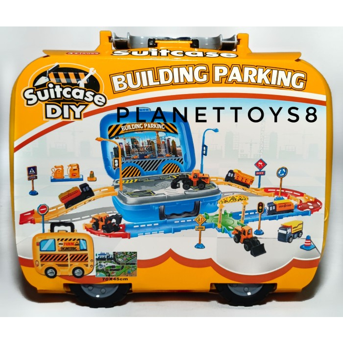 Mainan Tempat Parkir Mobil Pemadam Polisi Parking DIY Suitcase