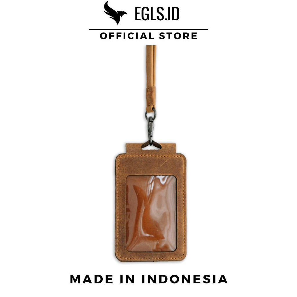 

Id Card Landyard Sean Name Tag kulit Sapi Asli Card Holder Double Flip Papan Nama Model Kalung