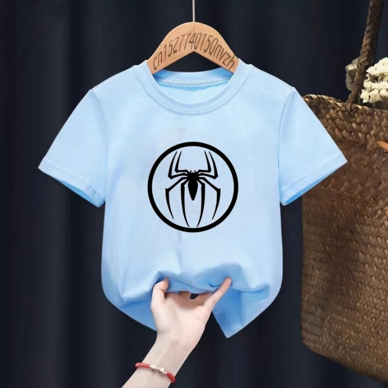 KHILIN STORE Kaos Spider Anak Laki-laki/Perempuan Distro Lengan Pendek Baju Oblong Anak Unisex