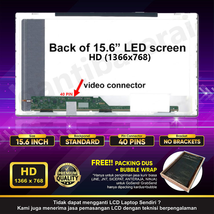 LED LCD Laptop 15.6 inch 40 pin standar tebal