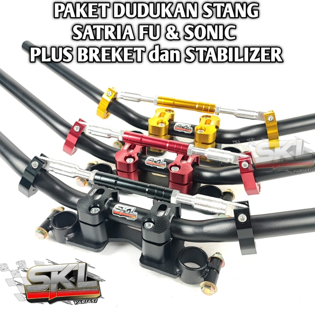 Stang Rzr Sonic dan Satria Fu plus Dudukan Stang Sonic Satria Fu Raiser plus Stabilizer Stang Rzr Satria Fu Sonic Road Race Balap harian touring
