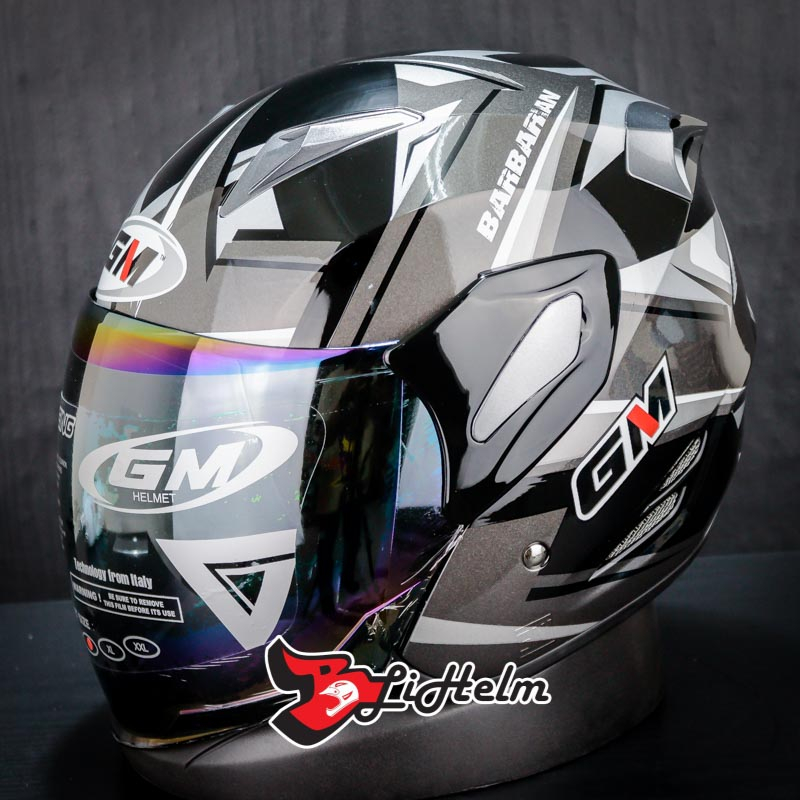 GM HELM FIGHTER BARBARIAN | BLACK SILVER | SINGLE VISOR