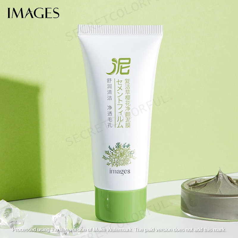 IMAGES Resurrection Glass Cherry blossoms Mud Mask Masker Wajah Masker Lumpur（ melembabkan kulit, membersihkan pori pori, menghilangkan komedo, bintik putih, dan minyak )