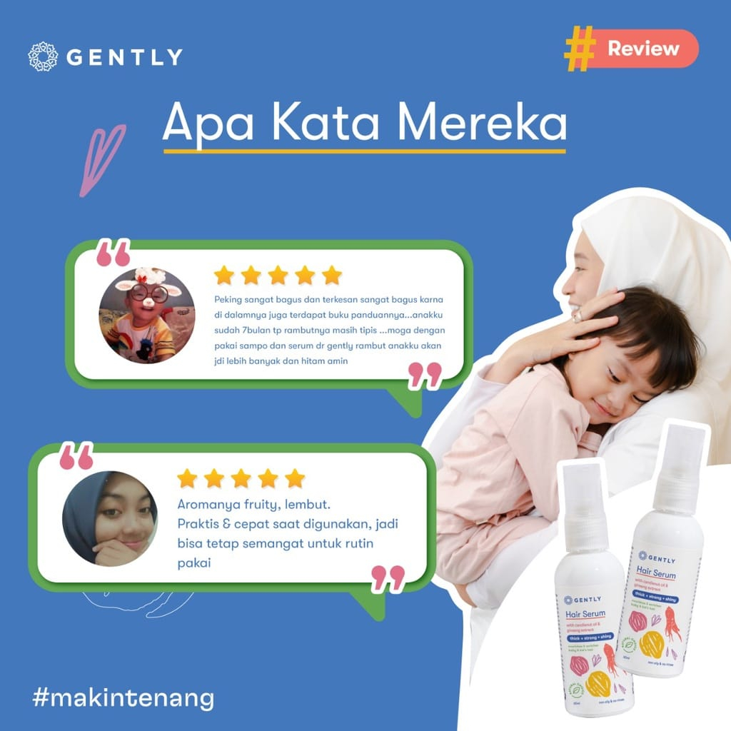 Gently Hair Serum 60ml - Serum Penumbuh &amp; Penyubur Rambut Bayi dan Anak