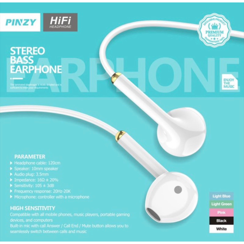 PINZY Stereo Bass Earphone D28 With Microphone- Headset Bass D28 -