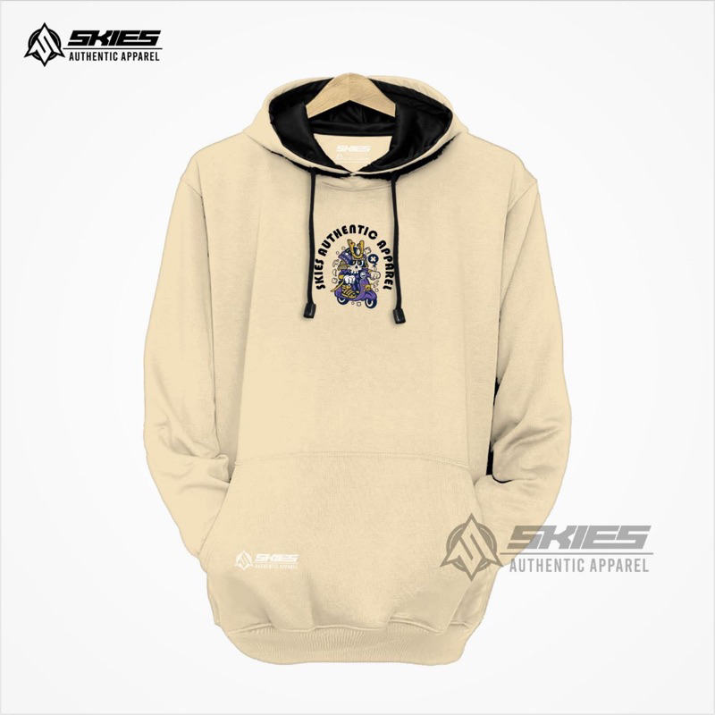 Sweater Hoodie Pria Warna Cream Motif Abtrak Bahan Cotton Fleece Premium Hudie Cowok Keren 2023 High Quality Skie Clothing