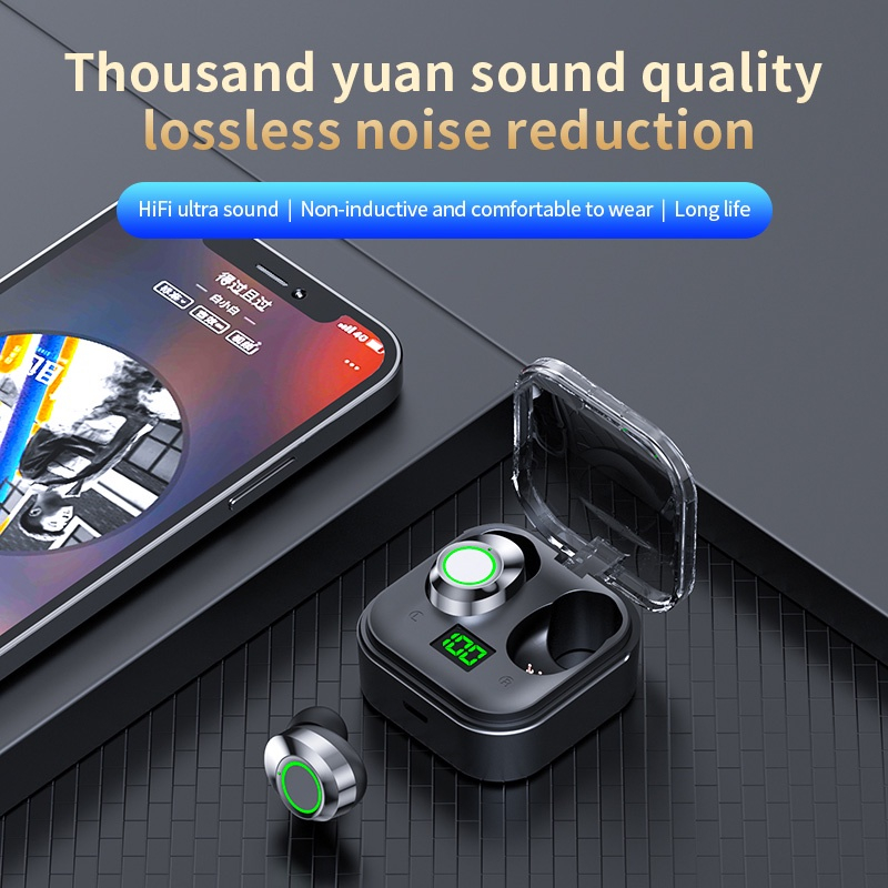 【BT036】Headset Bluetooth TWS Earphone YDmini Digital Indicator V5.3 BLUETOOTH Wireless bass Headphones