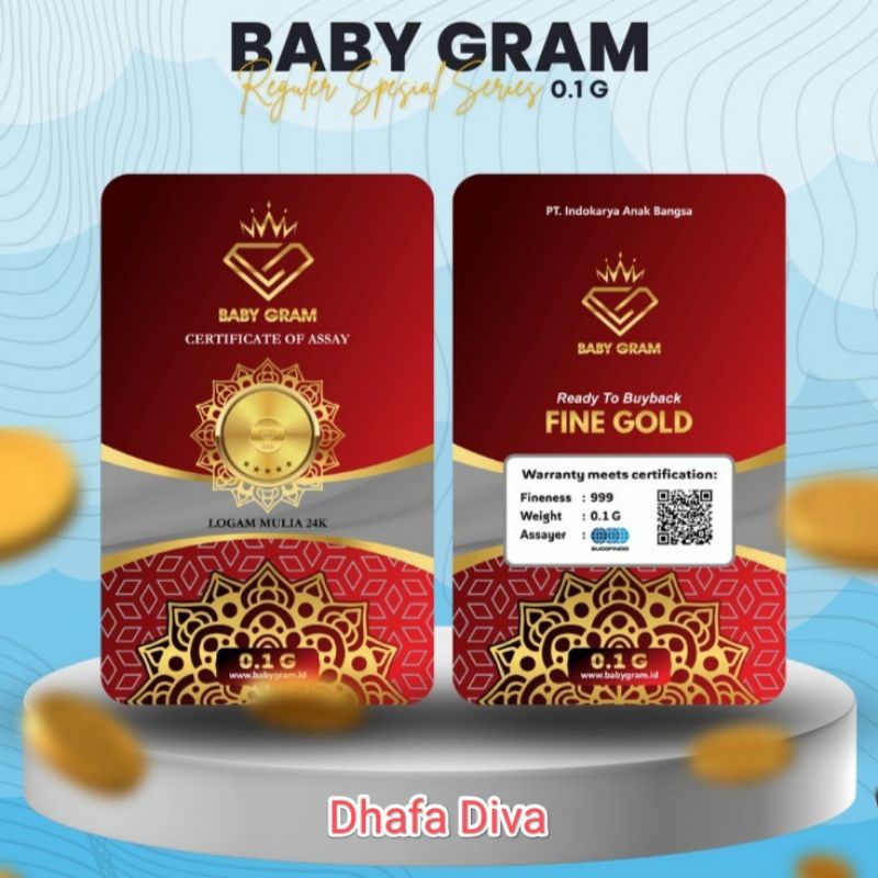 Baby Gram Baby Gold 0.1 0,1 gram Emas Mini Gold Logam mulia 24 Karat