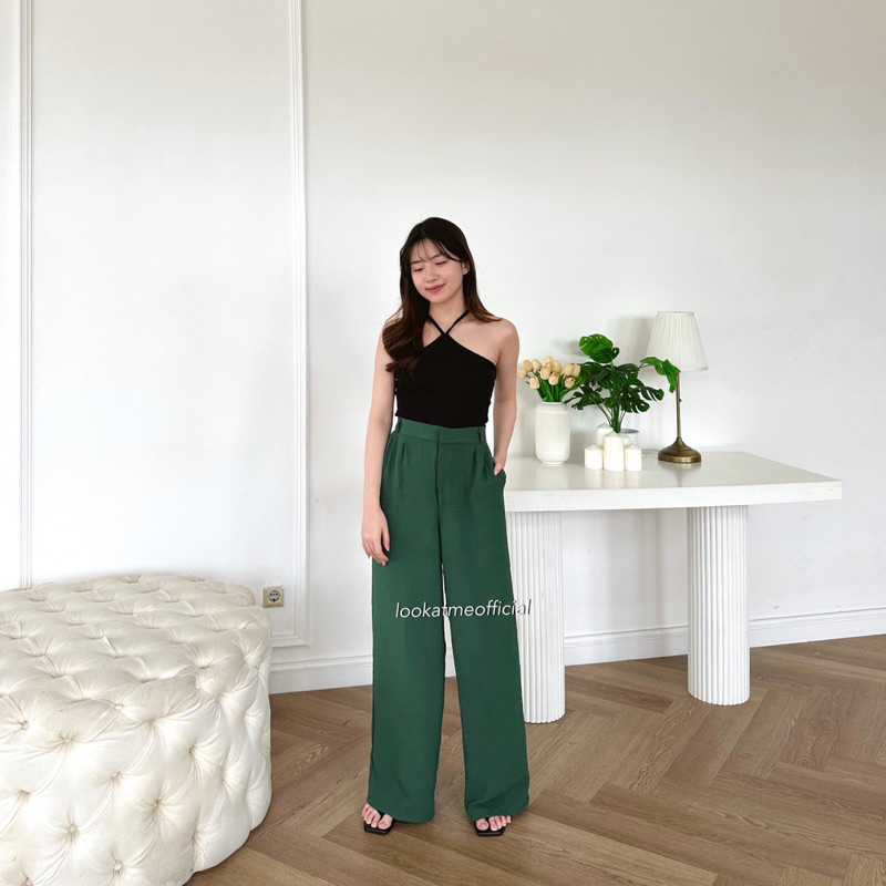 lookatmeofficial • Celin Pants - Celana Kulot Highwaist Anti Kusut Bahan Crinkle