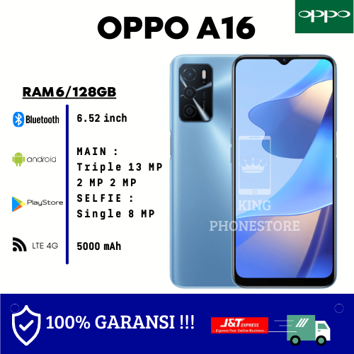 OPPO A16 RAM 6/128GB BERGARANSI 1 TAHUN