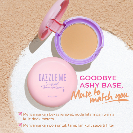 DAZZLE ME Muse Pressed Foundation / Compact Powder / Bedak Padat Long Lasting Oil Control