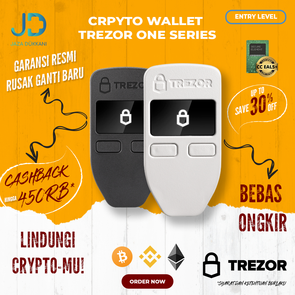 Cold Wallet Trezor Type One - Crypto Hardware Wallet - Lindungi asset crypto mu dari pencurian denga