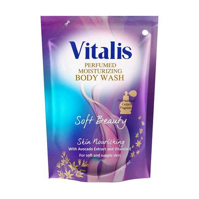 [BOGOF AIKEN HS 500 ml] Vitalis Perfumed Moisturizing Body Wash Refill 450ml - item Fresh Dazzle