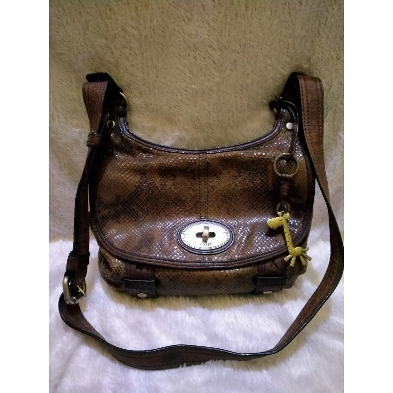 TAS WANITA  FOSSIL MADDOX TURNLOCK SNAKE SKIN ORI