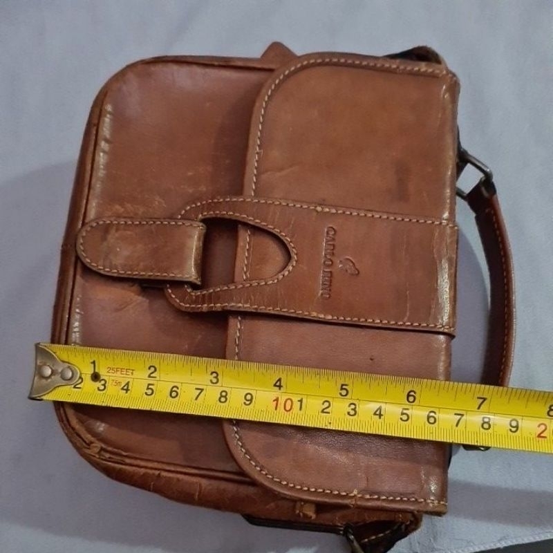 LEATHER BAG CARLO* AUTH