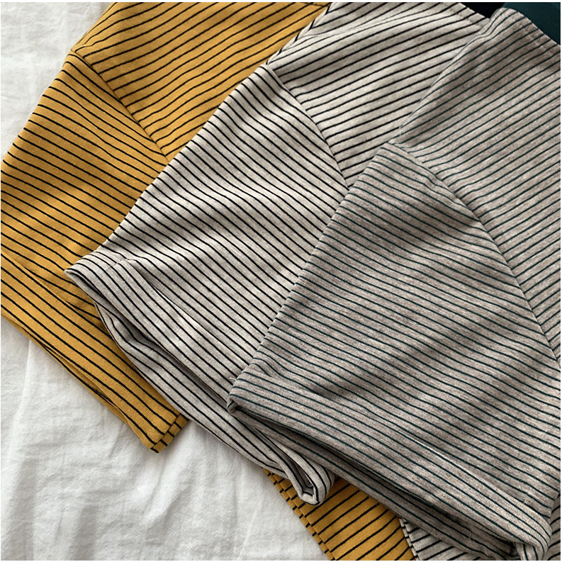 GirlWish Fashion Korean Oversize Basic Stripes Woman T-Shirt Atasan Kaos Oversize Wanita