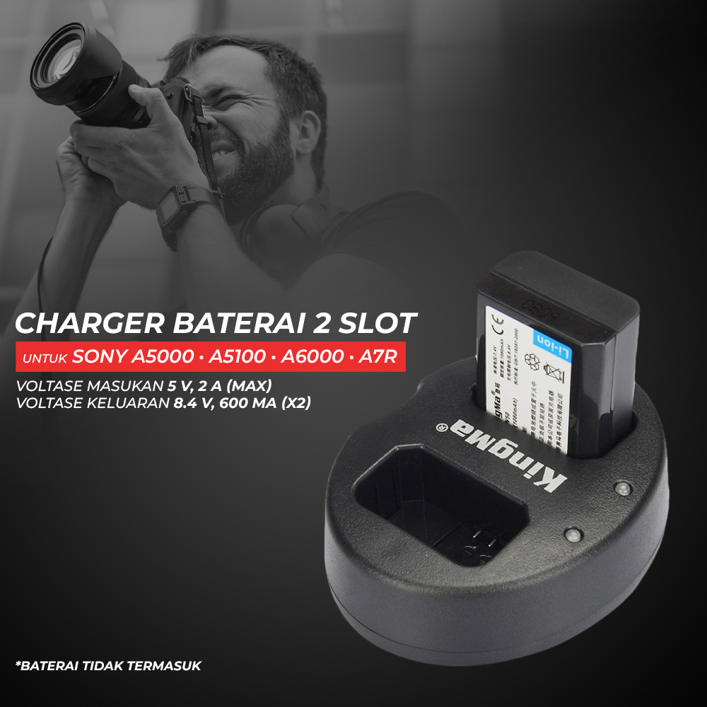 Kingma Charger Baterai 2 Slot Sony A5000 A5100 A6000 A7R - KM-FW50