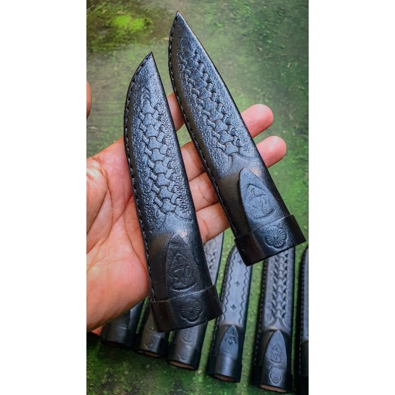 sarung kumpang pisau herder cap garpu uk 4 inci AS / NS Premium hitam atau coklat