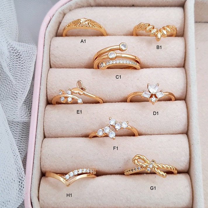 Cincin Wanita RINN Jewelry Ada Model Bukaan Fleksibel Xuping Muat Ukuran 5 6 7 8 - BR451