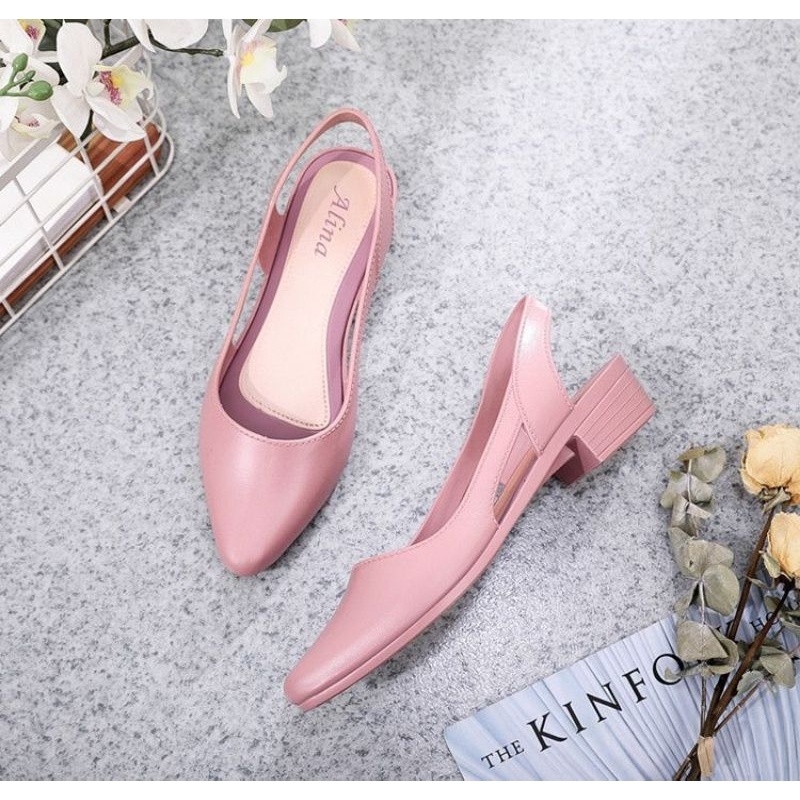 Sepatu fashion Wanita Heels Jelly Alina polos import High Quality