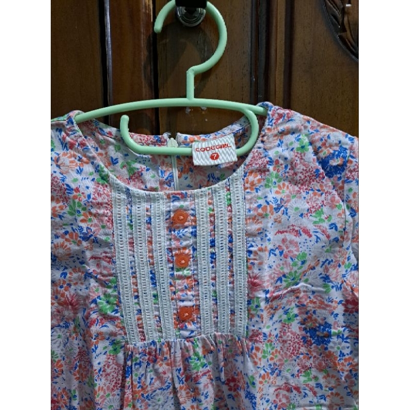 baju tunik anak perempuan pink putih coolgirl