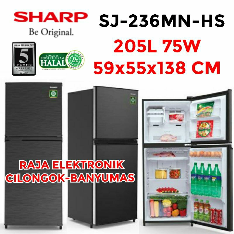 kulkas sharp SJ-236MN-HS lemari es 2 pintu sharp SJ 236MNHS kulkas sharp 236 MNHS kulkas sharp 236 MN HS