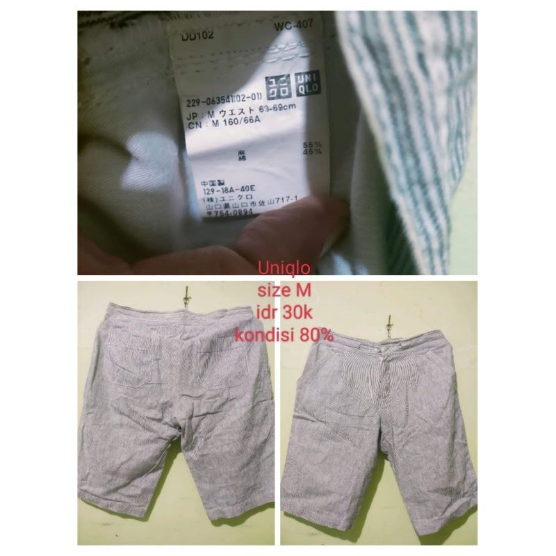 celana pendek uniqlo preloved