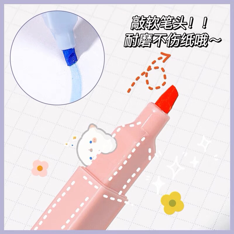 READY STOCK BISA COD CUTE HIGHLIGHTER FANCY SET 1-6 STABILO SPIDOL WARNI DOUBLE STICK POLOS JURNAL SCRAPBOOK DIARY AESTHETIC LUCU VIRAL CUTE KAWAII IMPOR DUA WARNA GAYA REMAJA CEWEK KOREA