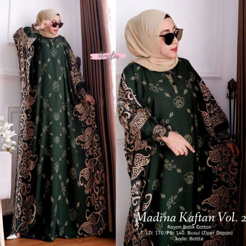 KAFTAN MADINA JUMBO GAMIS RAYON PREMIUM LONG DRESS BATIK BIG SIZE BAJU MUSLIM WANITA BUSUI KELELAWAR