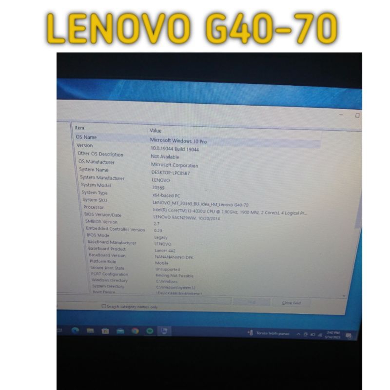 LAPTOP MURAH | LENOVO G40-70 | GAMING DAN DESAIN | RAM 4/500Gb | CORE I3 | LAYAR 14 | WINDOWS 10 | SUPER SLIM | NO MINUS SIAP PAKAI