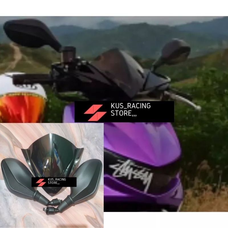 PAKET MURAH VISOR VARIASI YAMAHA MIO SOUL GT 125 NEW PLUS SPION CLICK THAILAND HITAM
