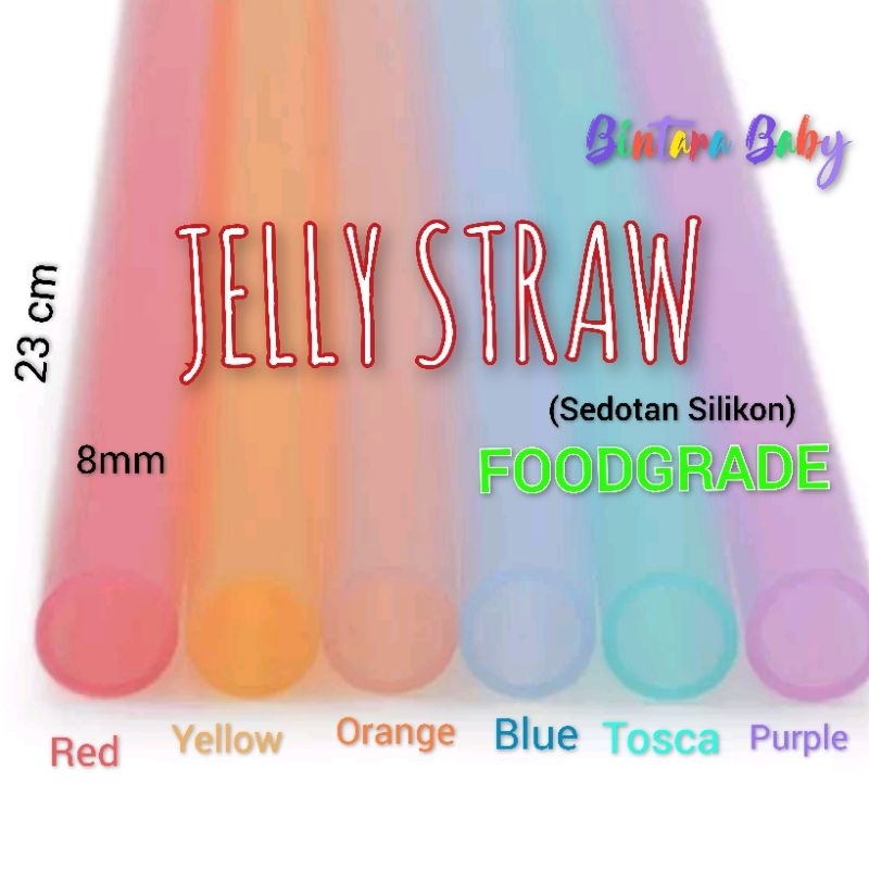 Jelly Straw Sedotan Silikon Transparan Kids Friendly / Sedotan Silikon Foodgrade 23cm