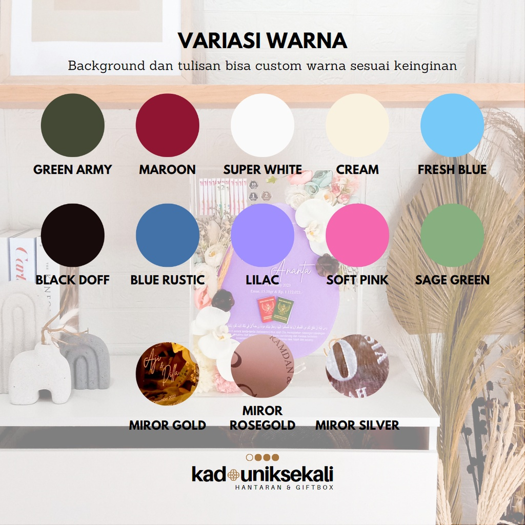 Mahar Botanical Mahar Tetes Air 30x40cm Mahar Pernikahan Custom Warna