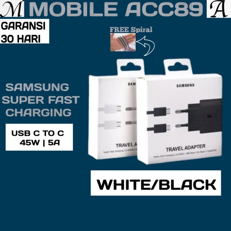 Charger Samsung 45W S20/S21 Ultra/S20+/Galaxy Note 10 Plus/S20 Ultra/S22 Plus/Ultra /S23/S23 Ultra/S23 plus Type C 45W Super Fast Charging Original