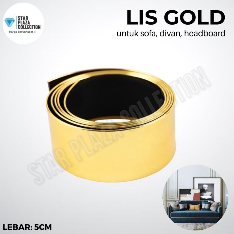 Lis List Plat Emas Sofa 5cm / Lis Plat Strip Mirror Gold Sofa / Divan Dipan / Headboard / Aksesoris 