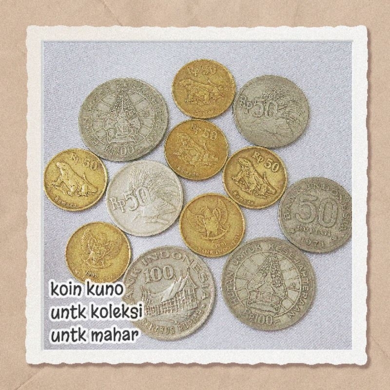 coin koin uang 50 rupiah logam komodo kuno untuk mahar