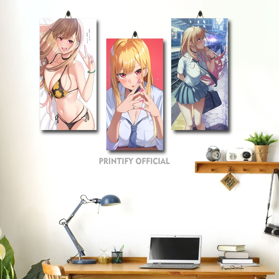 HIASAN KAMAR GAMBAR WAIFU SHINJU INUI 15X30 / PAJANGAN DINDING ANIME MARIN KITAGAWA / PAJANGAN HIASA