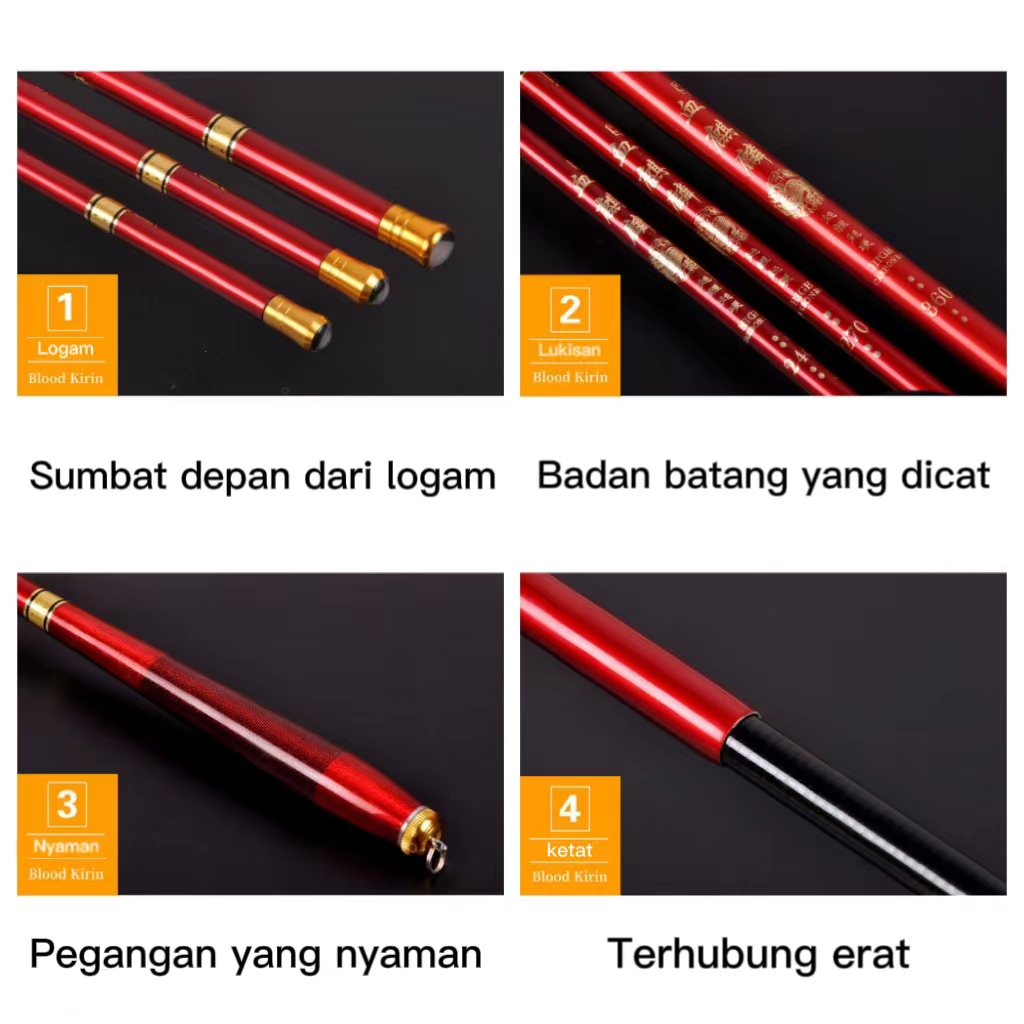 Blood Kirin Tangan Pancing Tegek Joran Kaku Ringan Joran Pancing Carbon Kualitas Serat Fluorocarbon Alat Pancing Murah