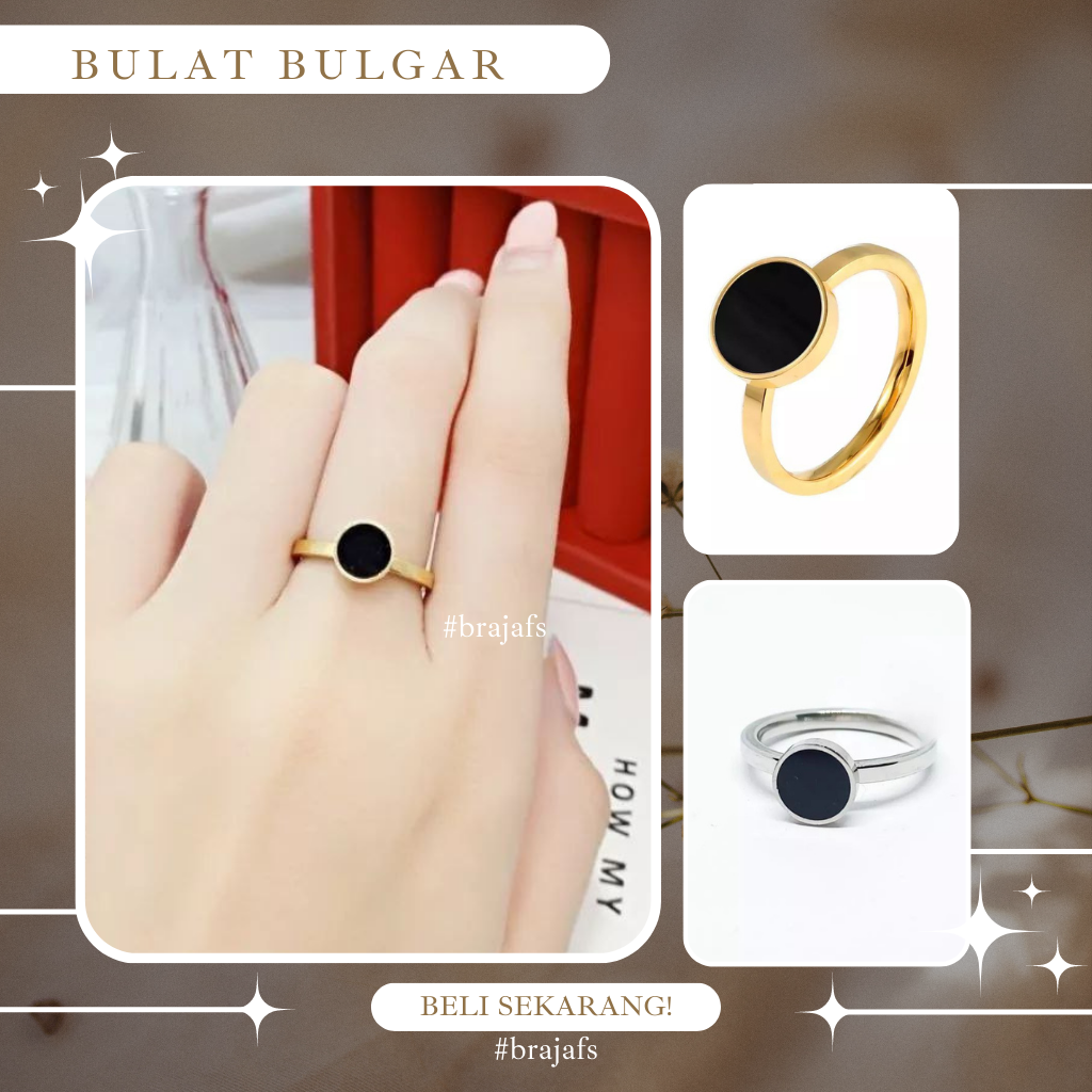 Cincin Titanium Wanita Korean Style Bulat Bulgar