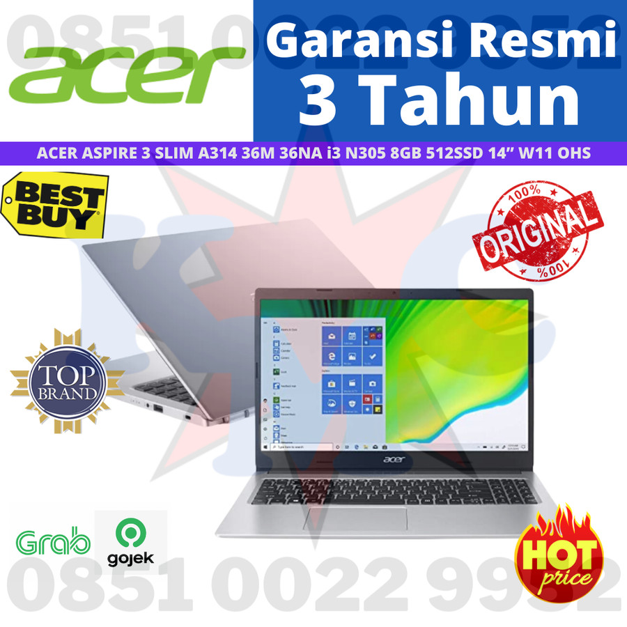 ACER ASPIRE 3 A314 36M I3 N305 8GB 512GB SSD Intel UHD 14 HD W11 OHS