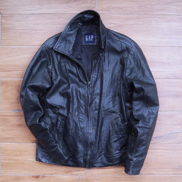 GAP Jaket kulit sapi tebal kerah daun casual pl bekas preloved second