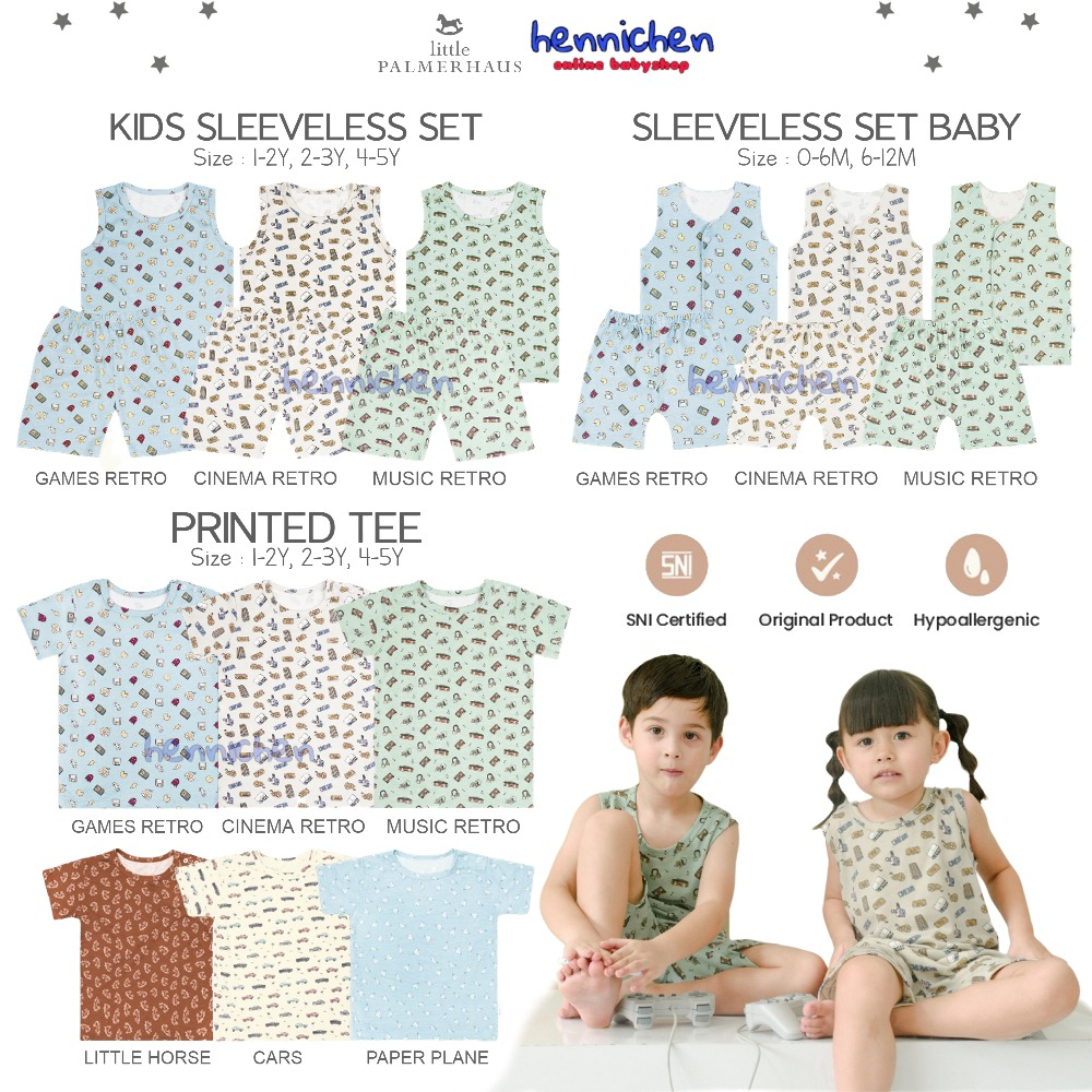 Little Palmerhaus Setelan Kutung 1-5 Tahun Little Wear Kids Sleeveless Set dan printed tee